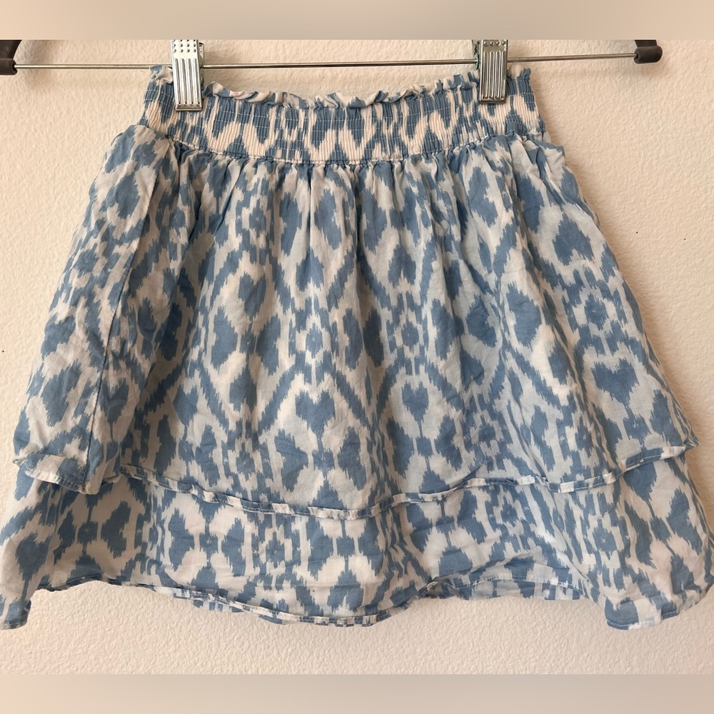 Janie and Jack Blue and White Ikat Print Layered Mini Skirt 8
